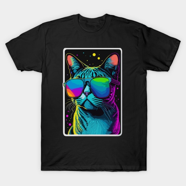 Cat with Sunglasses T-Shirt by ReaBelle